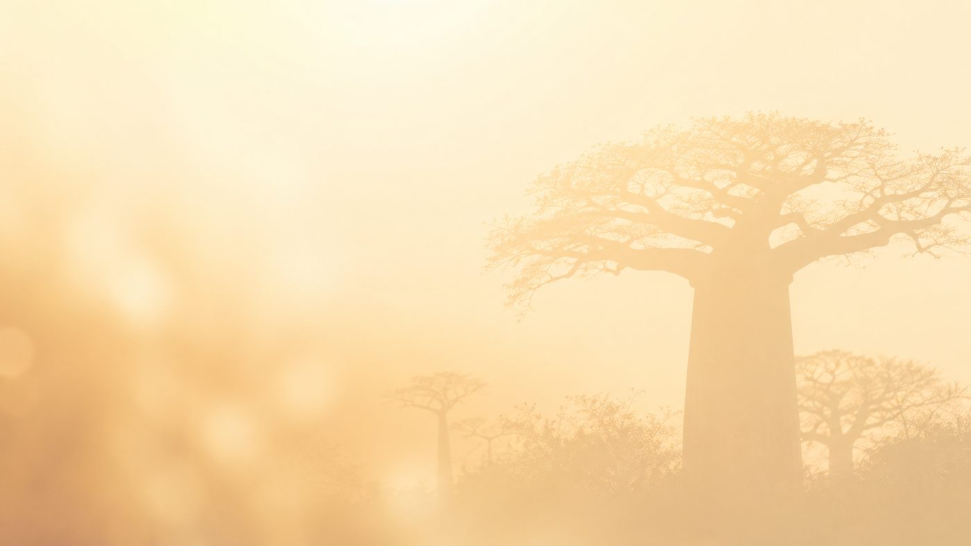 Baobab trees at golden hour